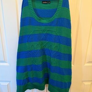 Men's Green and Blue Striped Sweater